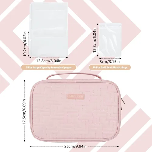 Miniatura 2 de Allinbag Bolsa organizadora de joyas de viaje con 5 páginas grandes transparentes y 10 rejillas, organizador de collares de viaje transparente