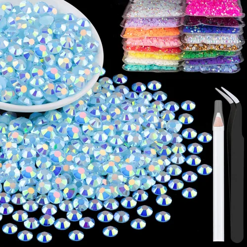 Miniatura 34 de 5000 piezas de diamantes de imitación de resina de 0.118 pulgadas a granel, color verde oscuro AB con parte trasera plana, diamantes de imitación