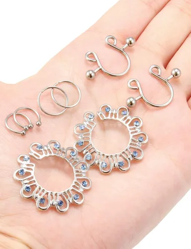 Miniatura 5 de Jenxnjsjo - Anillos falsos para pezones piercings de pezones falsos anillos de pezones falsos joyas de pezones piercings de pezones falsos sin