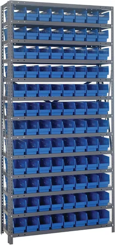 Miniatura 374 de Quantum QSBU-245BK Heavy Duty Shelving Unit with (7) Shelves and (24) QUS245 Black Bins for Garage Warehouse Storage Distribution 400 lb Load