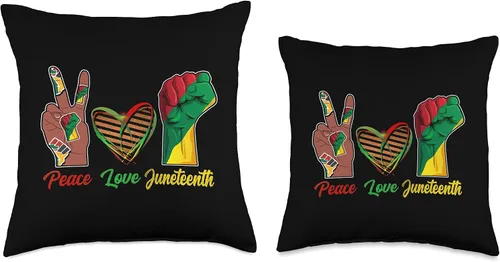 Miniatura 3 de Juneteenth Black Culture Afro Melanin Pride Gifts Paz Amor Juneteenth Party Africano Americano Mujeres Niños Hombres Throw Pillow, 16x16, Multicolor