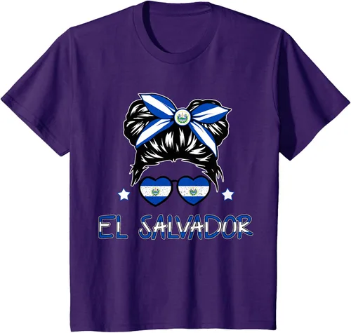 Miniatura 20 de Camiseta de El Salvador para Niñas Bandera Patrimonio Hispano Salvadoreño
