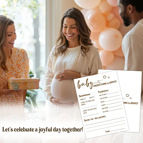 Miniatura 5 de 30 PCS Tarjetas de Predicciones y Consejos de Bebé Oso, Juego de Baby Shower para Niño Niña, Neutral de Género Fiesta de Revelación de Género