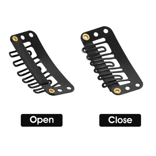 Miniatura 3 de Yolev 50 pinzas para pelucas, pinzas de extensión de cabello, 6 dientes en forma de U, clips de extensión de cabello de silicona metálica para mujer
