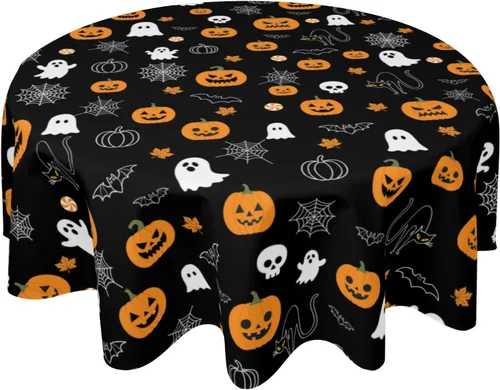 Miniatura 24 de Fall Tablecloth Round 60 Inch Autumn Thanksgiving Table Cloths Circle Pumpkin Buffalo Plaids Table Cloth Rustic Farmhouse Tablecloth for Holiday