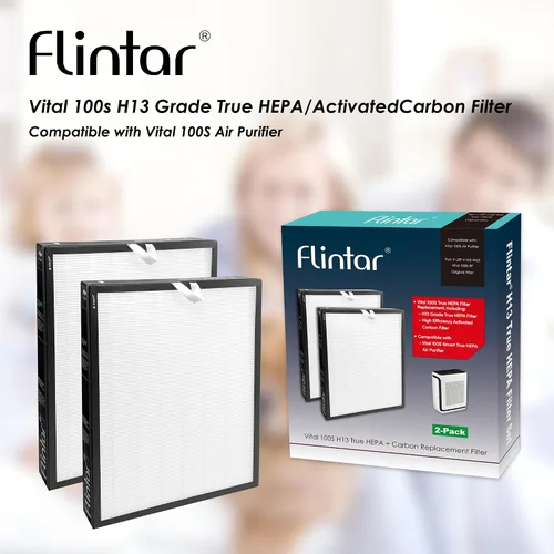 Miniatura 7 de Filtro de repuesto Vital 100S, compatible con purificador de aire LEVOIT Vital 100S, filtración de grado H13 + filtro de carbón activado, número