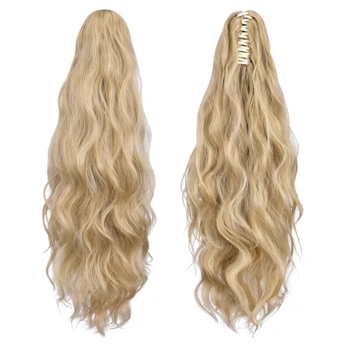 Miniatura 331 de Extensiones de cola de caballo de cabello rubio, extensiones de cola de caballo para mujer, pinza de extensiones de cabello rizado de 12 pulgadas