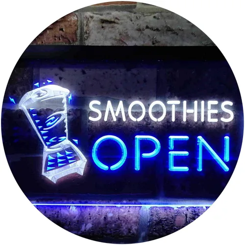 Miniatura 9 de ADVPRO Smoothies Open Shop - Letrero de neón LED de doble color, azul y rojo, 12 x 8.5 pulgadas, st6s32-i0264-br
