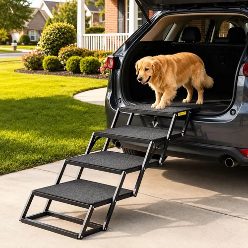 DoCred Rampa para perros para automóvil, escalones plegables para perros con superficie antideslizante, escaleras para perros para automóviles,
