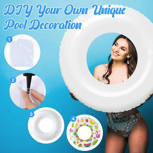 Miniatura 4 de Gemscream Jumbo Inflatable Pool Float 47.24 Inches Swimming Ring Pool Floats White Inflatable Float Tube for Adult Summer Vacation Beach River Blanco