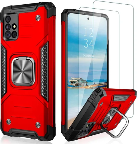 Miniatura 10 de IKAZZ Funda para Galaxy A51 5G con protector de pantalla, doble capa de TPU suave y flexible y policarbonato duro, antideslizante, de cuerpo Azul