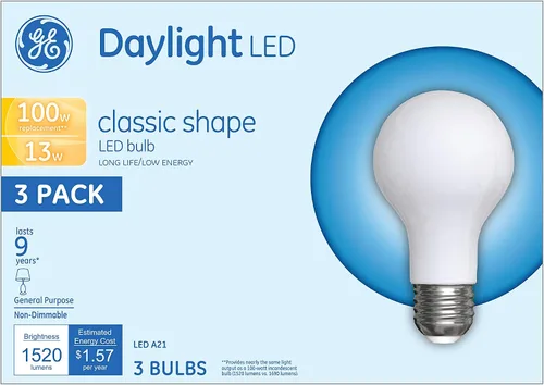 Miniatura 2 de GE Lighting 31199 - Luz LED de uso general esmerilado A21, luz diurna de 13 vatios (reemplazo de 100 vatios), base media de 1520 lúmenes, paquete