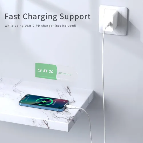 Miniatura 3 de Cable USB C a Lightning de 2 unidades de 0.91 m, paquete de 3 pies [certificado MFi], cable de carga rápida para iPhone, suministro de energía