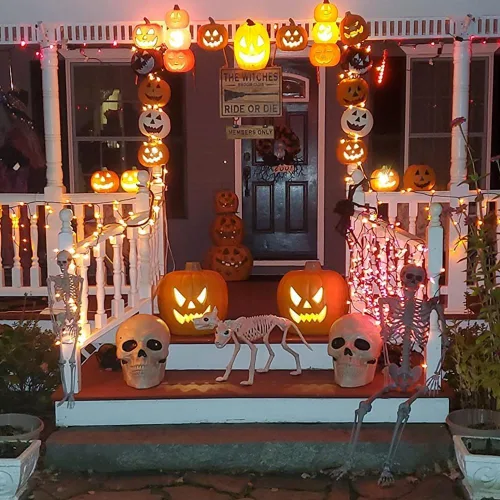 Miniatura 5 de Linterna Jack O' de 21 pulgadas, decoración navideña de calabaza de Halloween extra grande iluminada, faroles de calabaza preiluminados