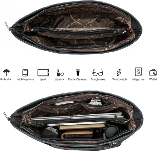 Miniatura 5 de Montana West Bolsas Tote Tejidas para Mujeres, Carteras y Bolsos de Mano con Bolsillo Trasero con Cremallera