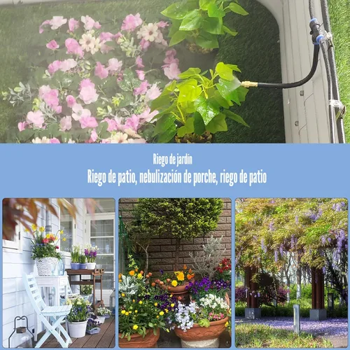 Miniatura 6 de Sistema de riego por goteo de 49.21 pies, kit de riego por goteo flexible de 360°, sistema de riego automático para jardín, sistema de nebulización