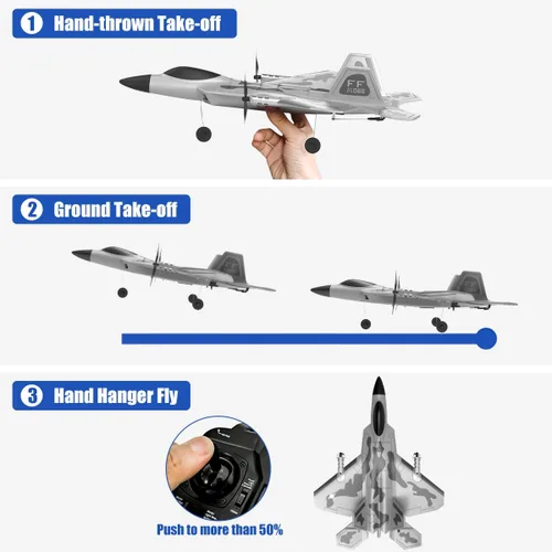 Miniatura 4 de Avión RC de 4 Canales con Control Remoto - Avión RC F-22 para Adultos Principiantes con Sistema de Estabilización Xpilot y Acrobático, Dos