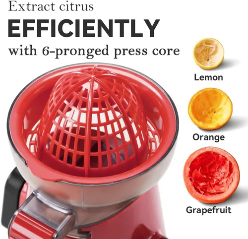Miniatura 3 de KEOUKE Exprimidor manual de cítricos Torre Roja – Desmontable con almacenamiento de jugo, base de succión antideslizante, fácil de limpiar, incluye