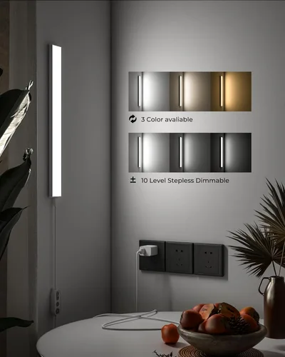 Miniatura 3 de ASOKO Luz de escritorio enchufable, luces LED de banco de trabajo de 16 pulgadas con súper brillo de 700 lúmenes y función de memoria inteligente, 3