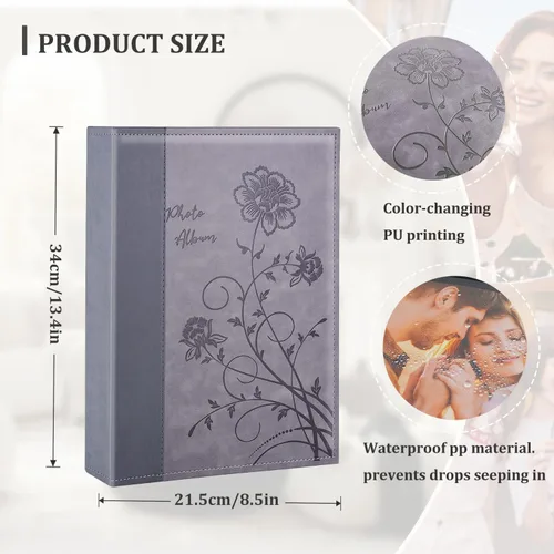 Miniatura 2 de Artmag - Álbum de fotos 4 x 6, 300 fotos, gran capacidad extra, álbumes para bodas y familia con cubierta de cuero, con capacidad para 300 fotos Gris