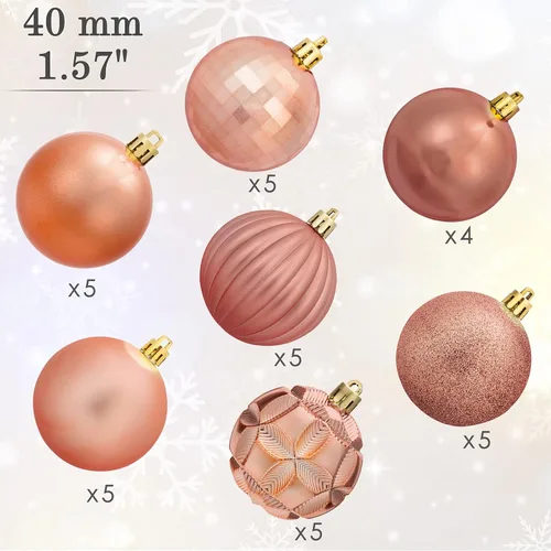 Miniatura 112 de AMS Esferas de Navidad de 2.36 pulgadas/60mm, 34 unidades, adornos grandes, decoraciones para fiestas, inastillables, colgantes festivos para Negro