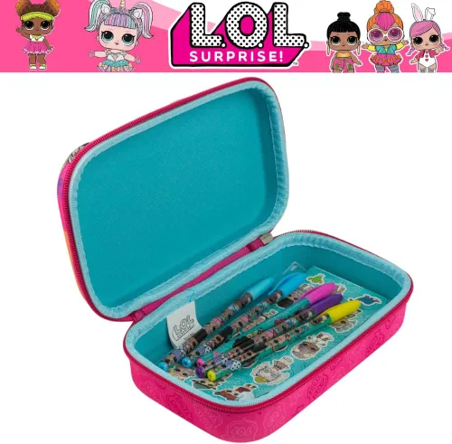 Miniatura 5 de Innovative Designs Set de estuches para lápices LOL Surprise Dolls con pegatinas LOL y bolígrafos de gel para niñas, moldeado con cierre de L.O.L