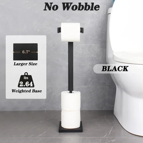 Miniatura 4 de GERZWY Baño libre titular de papel higiénico titular de papel higiénico para baño SUS 304 acero inoxidable, negro mate DZY005-BK