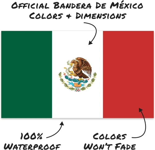 Miniatura 2 de Stickios Adhesivo de vinilo de la bandera nacional mexicana para automóviles, camiones y ventanas de vehículos, fabricado en Estados Unidos