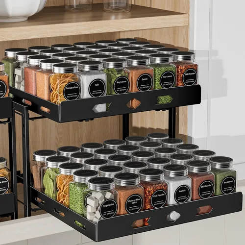 BOIVSHI Organizador de especias para gabinete, estante de especias de armario de 2 niveles, estante vertical de especias extraíble de altura