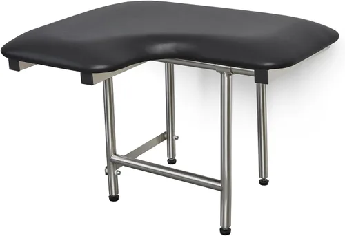 Miniatura 17 de Asiento de ducha plegable para diestros de 32 x 22.5 pulgadas, para montaje en pared, acolchado blanco, con patas, cumple con ADA
