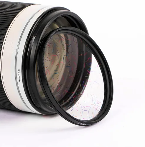 Miniatura 2 de Filtro de lente de prisma 77 mm Filtro de resplandor estelar Efecto de destello de lente anamórfica Filtro de accesorios de película (rayos arcoíris)