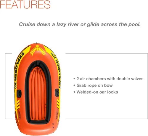 Miniatura 6 de Serie de botes inflables INTEX Explorer: Cámaras de aire duales – Cerraduras de remo soldadas – Mangos de agarre – Cuerda de arco – Diseño deportivo