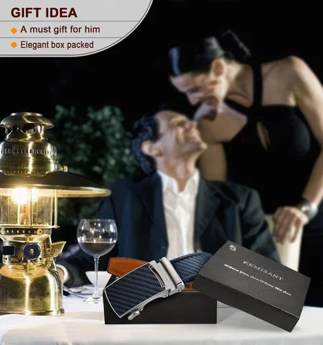 Miniatura 9 de KEMISANT Cinturón para hombre, cinturón de trinquete de cuero, ajuste personalizable, estilo sin esfuerzo de 1.378 in