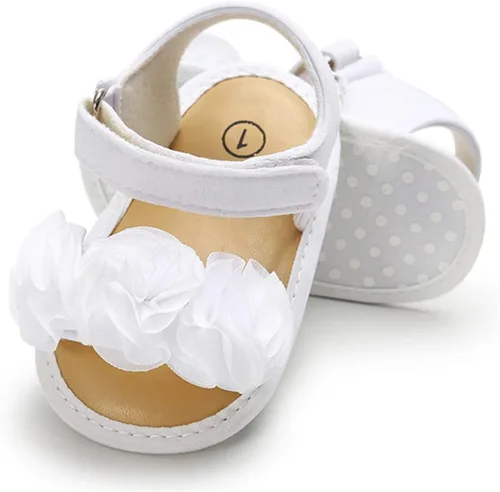 Timatego Sandalias de verano para bebés y niñas con suela suave de flores, zapatos de vestir para cuna, recién nacidos, para recién nacidos, para