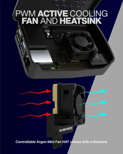 Miniatura 4 de Funda de plástico Argón Poly+ Funda de plástico Raspberry Pi 4 con ventilador controlable PWM y disipador de calor Parte superior extraíble
