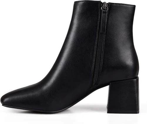 Miniatura 2 de Zero-Sum Botines de tacón grueso para mujer, cómodos, con cremallera lateral, a la moda, clásicos, elegantes zapatos occidentales de invierno