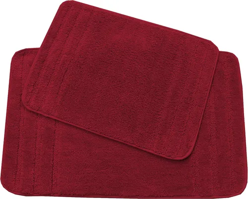 Miniatura 3 de All American Collection Juego de 2 alfombrillas de baño rectangulares antideslizantes de felpa lanuda absorbente de agua para baño y bañera de Beige