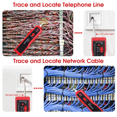 Miniatura 3 de Probador de cables de red, probador de cables multifunción RJ45 RJ11 para colación de cables, colación de mantenimiento de red, prueba de línea