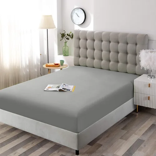 Miniatura 2 de Sfoothome Sábana Bajera Gris Tamaño Individual con Bolsillo Profundo, Libre de Arrugas - Sábana de Microfibra Cepillada con Bolsillo Profundo