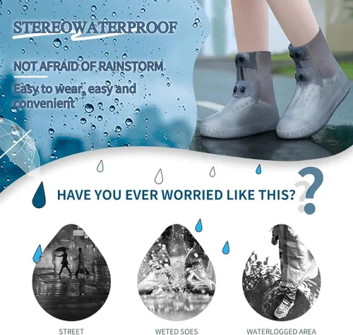 Miniatura 6 de SooGree Fundas impermeables para botas de lluvia, protectores de silicona para zapatos, control de arena, antideslizantes, plegables, reutilizables