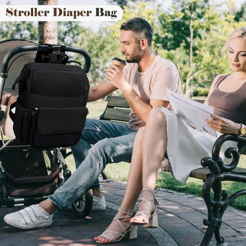 Miniatura 6 de miss fong Mochila para Pañales - Bolsa de Pañales para Bebé Mochila de Viaje para Pañales con Almohadilla Cambiadora de Pañales Mochila para Bebé