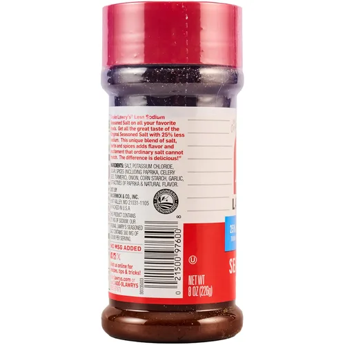 Miniatura 25 de Lawry's Sal sazonada, 25% menos de sodio, sin MSG añadido, certificado Kosher, básico, versátil, condimento multiusos para agitar en carne de res