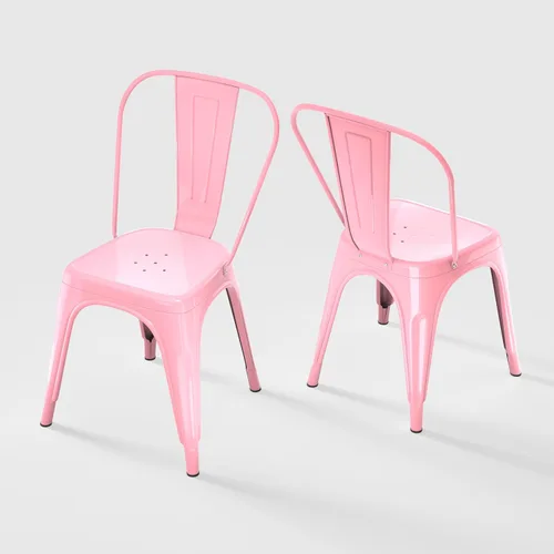 Miniatura 40 de Juego de 8 sillas de comedor de metal, sillas apilables estilo tolix con respaldo, diseñadas para el comedor diario, en interiores, cocina y comedor