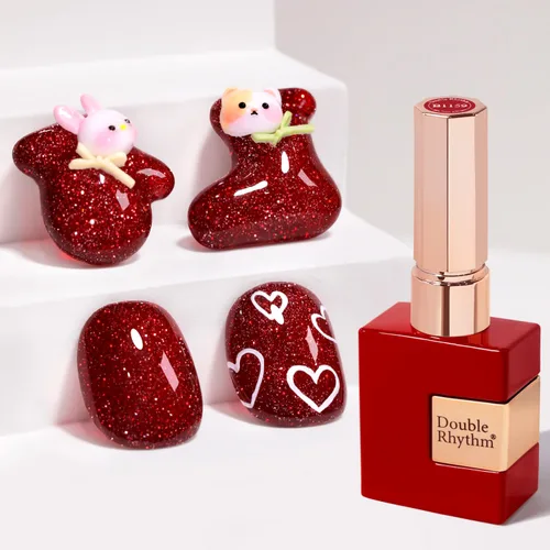 Miniatura 43 de Double Rhythm Esmalte de gel con purpurina de nieve de 0.5 fl oz, color holográfico reflectante para arte de uñas, salón de manicura y bricolaje