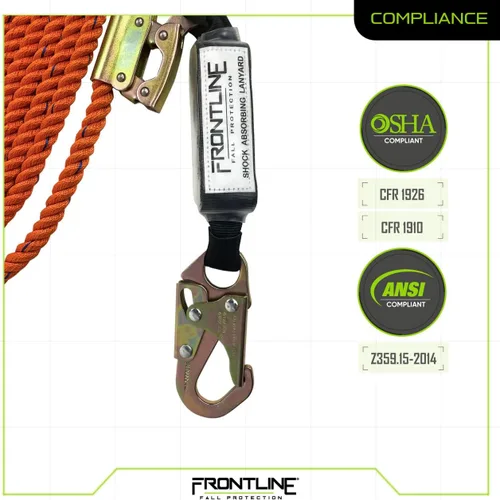 Miniatura 5 de Frontline VLP25R3L Premium - Línea de vida vertical con agarre de cuerda que se abre de 25 pies y paquete de choque, cuerda de alta resistencia