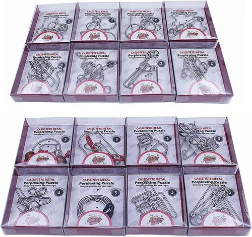 Miniatura 5 de VolksRose Juego de 24 rompecabezas de alambre de metal, juego clásico de rompecabezas de metal, juego inteligente de inteligencia intelectual, juego
