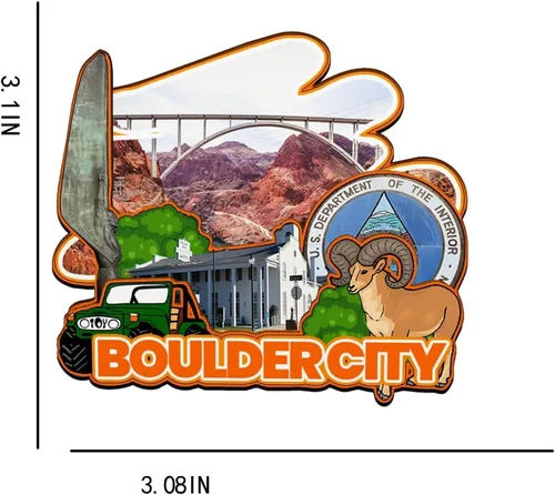 Miniatura 3 de Boulder City Nevada USA - Imán de madera para nevera, monumentos en 3D, recuerdos coleccionables, decoración hecha a mano -2821