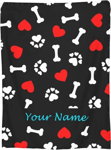 Miniatura 23 de Manta personalizada con texto de tu nombre, mantas de vellón coloridas personalizadas con huesos de pescado para adultos, niños, familia