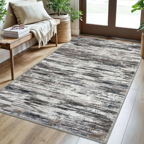 Miniatura 145 de SIILOOM 2 x 3 Alfombra moderna y abstracta para entrada, alfombra neutra azul marino gris multicolor súper suave de área pequeña, alfombras lavables