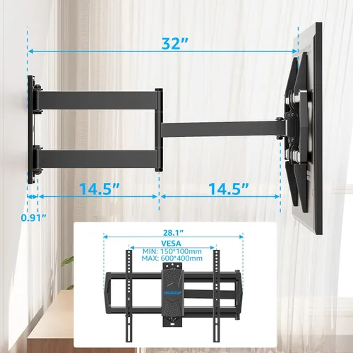 Miniatura 8 de MOUNTUP Soporte de pared para TV de esquina para la mayoría de televisores de 42 a 75 pulgadas con extensión larga de 32", soporte de pared para TV